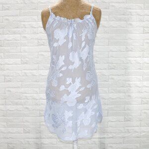 Chemise Floral Sheer Feminine Intimate Ruffle Sleepwear Pastel Pale Blue M